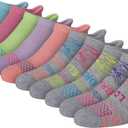 Hanes Girls' Comfort Fit Heel Shield and No Show Socks, 10-Pair Packs (Gray, M)