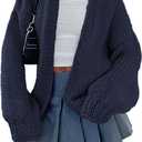 PRETTYGARDEN Cardigan Sweaters for Women Trendy Fall Fashion 2026 Long Sleeve Chunky Knit Cardigans Winter Clothing Outfits (Small, Navy)
