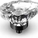 Crystal Cabinet Knobs, 8 Pack Vintage Cabinet Dresser Knob Single Hole Matte Black Decorative Drawer Knob Crystal Knobs for Cabinets Kitchen Cupboard Bathroom, Oval Flower Design