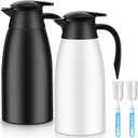 Norme 2 Pcs Thermal Coffee Carafe Insulated Stainless Steel Coffee Carafe for Hot Liquid Vacuum Thermal Pot Creamer Pitcher Dispenser with Brushes Keeping Hot Water Milk(Black, White) (68 oz)