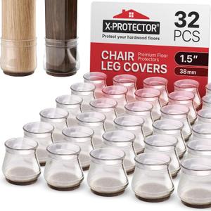 X-PROTECTOR 32 PCS Chair Leg Floor Protectors for Hardwood Floors - Floor Protectors for Chairs - Silicone Chair Leg Floor Protectors - Chair Leg Caps - Furniture Pads (Fit 1.3" - 2")