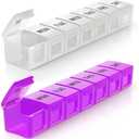 BUG HULL Weekly Pill Organizer Large 2 Packs, Extra Large Travel Pill Organizers, Pill Box 7 Day, Travel Pill Case, Medicine Pill Organizer for Vitamins, Supplements and Medication (White+ Purple)