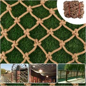 Hemp Rope Netting Safety, Climbing Net for Kids Outdoor,Safety Net for Stairs Balcony,Railings,Garden,Playground,Tree House and Decoration (10MM-10CM, 3.3ft16.5ft)