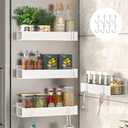 4 Pack Magnetic Spice Storage Rack Organizer for Refrigerator and Oven, Cream White Fridge Organizers and Storage