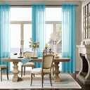 Pitalk Teal Curtains 63 Inch Length for Bedroom 2 Panel Sets Rod Pocket Window Sheer Curtains for Living Room 52x63 Inches Long