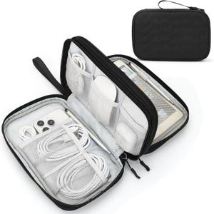 FYY Electronic Organizer, Large Travel Cable Organizer Bag Pouch Electronic Accessories Carry Case Portable Waterproof Double Layers All-in-One Storage Bag for Cable, Cord, Charger, Pattern Black