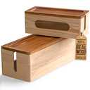 NATURE SUPPLIES Set of Two Natural Wood Cable Management Box, Large and Medium Cord Organizer to Hide Wires and Power Strips for TV, Desk, Computer, Router, Cable Storage and Cord Organization