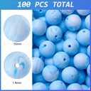 Ornaland 100 Pcs 15mm Silicone Beads Bulk Round Silicone Beads for Keychain Making Pens Bracelets Lanyards and DIY Supplies(Light Sky Blue)