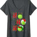 Womens Matching Family Xmas Santa Ho Ho Ho Pickleball Christmas V-Neck T-Shirt (Gray, M)