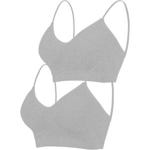 2-6PCS Women's V-Neck Padded Seamless Straps Bralette, Everyday Basic Sleeping Bra, Sports Bras for Women, Sports Bra S-M