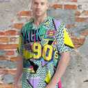 Funny Hawaiian Shirt for Men Casual Short Sleeve Button Down Beach Shirts Printed Tropical Vacation Shirts (L)