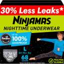Ninjamas Boys Bedwetting Nighttime Underwear, Size L (64-95+ lbs), 68 Count
Pull Up Underwear for Boys, Overnight Leak Protection, Fits Like Underwear, Ultra Absorbent, Hypoallergenic