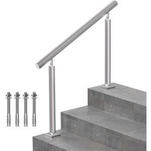 Outdoor Stair Handrail for 3 Steps, Heavy Duty 304 Stainless Steel, 660 lbs Capacity, Adjustable Angle, Square Modern Handrail for Front Porch & Steps - 39 inch