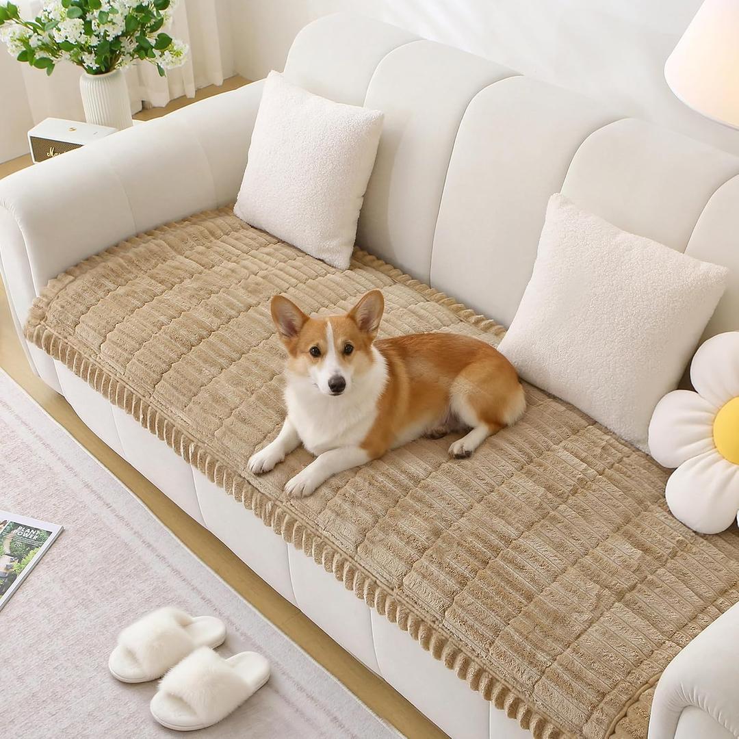 Pet Couch Covers for Sofa Washable Non Slip Dog Couch Cover Protector Pet Friendly Mat for 3 Cushion Sofa (Brown, 27.6" x 70.9")