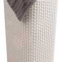 Mind Reader Slim Laundry Hamper with Lid, 60L Tall Clothes Basket, Narrow Tapered Design for Bathrooms, Closets and Laundry Rooms, Plastic, 2 Pack, Ivory