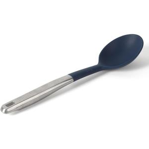 Calphalon Prime Stainless Steel Kitchen Spoon with Navy Blue Silicone Head, Heat-Resistant Cooking and Serving Spoon, Durable Kitchen Utensil for Home Kitchens and Everyday Cooking