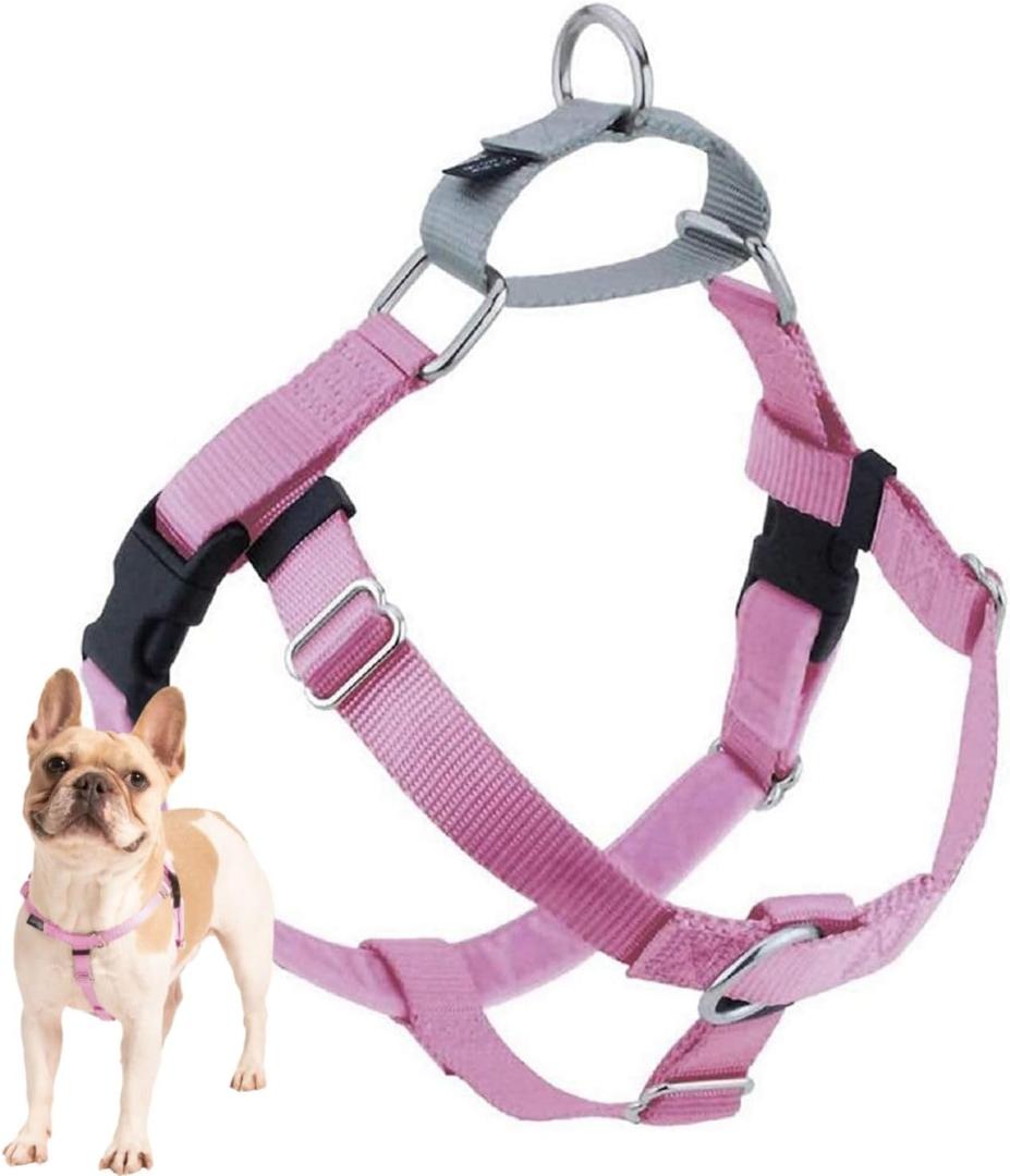2 Hounds Design Freedom No Pull Dog Harness, Adjustable Harness, Easy Walking & Comfortable Control, Fits Dogs, Solid Colors, Made in USA, 1" MD, Rose Medium
