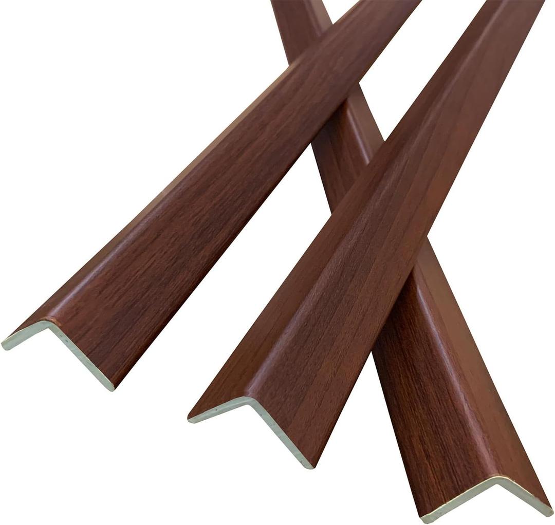 6 PCS 45" Wall Corner Protector Trim Borders for Wall Walnut Wood Grain Wall Edge Strip Crown Molding Trim Door and Window Frames Mirror Trim Backsplash Tile Edge