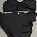 Fanuerg Women High Waisted Bikini Sets V Neck Cross Twist Front Two Piece Swimsuit Tummy Control Bathing Suit (Medium, Black)