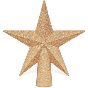 Christmas Tree Decoration, 6" Champagne Christmas Tree Topper Star Accessories, Xmas Glitter 3D Bethlehem Tree Ornament, Waterproof Holiday Christmas Tree Topper Star Decorations for Home Decor