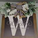 Last Name Year Round Front Door Wreath Front Porch Decoration 26 Letter Welcome Sign with Eucalyptus Garland and Bow Spring Wreaths for Front Door Outside Hanger GarlandW