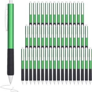 Pens Bulk, Black Ink Pen, 50 Pieces, Smooth Writing Without Breaking Ink, 0.5mm Nib, Soft Grip, Fine Office Supplies, Fine Gifts for Men and Women (Green Body)