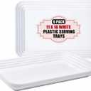 SUT 6-Pack White Serving Tray Plastic for Party Supplies, 16" x 11" Platters for Serving Food Party, White Reusable Tray for Veggie, Snack, Fruit, Cookies, Desserts in Kitchen/Pantry Serving Platter