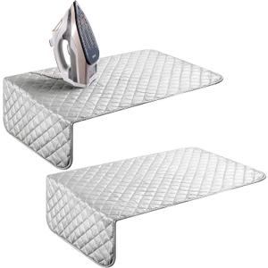 Oudain 2 Pieces Magnetic Ironing Mat Heat Resistant Ironing Blanket Portable Travel Folding Ironing Pad Iron Board Alternative Cover for Washer Dryer Table Top Laundry Clothes, 33 x 19, Grey