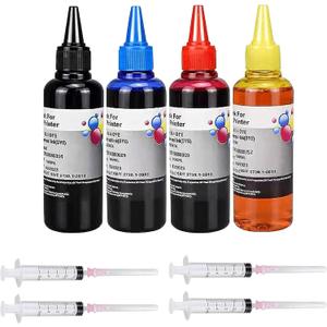 Ink Refill Kit for HP 60 61 63 64 65 902 932 952 950 951 564 Refillable Ink Cartridge for HP Envy 4500 4520 5643 OfficeJet 6500a 6500 6000(4x100ML 1 Black, 1 Cyan. 1 Magenta, 1 Yellow)