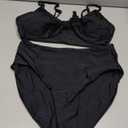 Blooming Jelly Womens High Waisted Bikini Set Tie Knot High Rise Two Piece Swimsuits Bathing Suits (Large, Black)