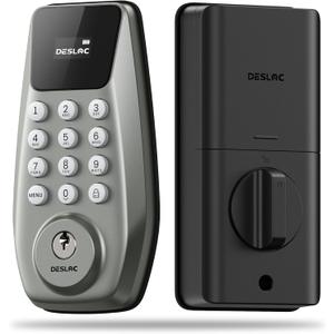2 x DESLOC C100 Keyless Entry Door Lock with Visual Display, 100 Customizable User Codes and 4 One-Pass code, door locks for front door with 2 Keys,12 Months Battery, IP54, BHMA Grade 3, Auto Lock, Nickel