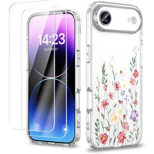 WKC Case Compatible with iPhone Air 6.5 Inch, Elegant Floral Patterns Slim Phone Cover for Women GirlScreen ProtectorFull Camera ProtectionAnti-YellowingShockproof & Anti-ScratchClear