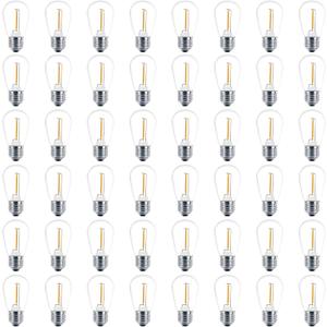 Meconard 48 Pack S14 LED String Light Bulbs, 1 Watt Shatterproof Replacement Bulbs for Patio Outdoor Sting Lights, E26 Medium Screw Base, Warm White 2200K, Non-Dimmable