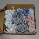 Artificial Flowers Box Blue Pink Silk Fake Rose for DIY Wedding Bridal Bouquets Cake Floral Arrangement Table Centerpieces Baby Shower Birthday Party Home Decor