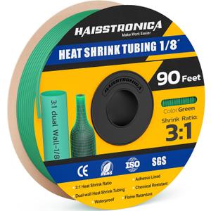 haisstronica 90Ft 3:1 Heat Shrink Tubing Roll 1/8" Green