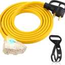 10 ft Flat Rv Generator Adapter Cord Compatible with Nema Tt-30p to 3X 5-20r/5-15r, 30a to 110v 15/20 a Household Outlet Adapter, 10 Gauge Rv Generator Extension Cord, Etl Listed, Yellow