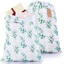 Pickmesh 2 Pcs Happy Birthday Drawstring Gift Bags 20 x 28 Inch Extra Large Baby Shower Bags Reusable Fabric Colorful Wrapping Pouches for Gender Reveal Supply Decor(Green,Green Eucalyptus)