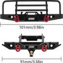 INJORA 37g Front and 26g Rear Bumper - CNC Aluminum Bumper with Light for 1/18 RC Crawler TRX4M Defender Upgrade