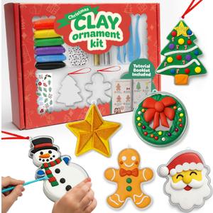 Move2Play, Crafty Moms, Christmas Craft Kit | Air Dry Clay Kit | Clay Ornament DIY Set | Christmas Crafts & Activities for Home or Classroom | Arts and Crafts for Kids Ages 3, 4, 5, 6, 7, 8-12