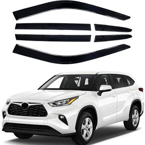 Side Window Visor 6 Piece Set for Toyota Highlander 2020 2021 2022 2023 2024 2025 Safe RAIN Out-Channel Guard Deflector Window Deflectors Vent Deflectors (for Highlander 20-25 6-PCS)