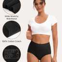INNERSY Women's High Waisted Underwear Cotton Panties Regular & Plus Size 5-Pack (Black, M)