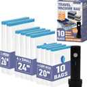 Travel Vacuum Storage Bags with Rechargeable USB Air Pump, Space Saver Vacuum Seal Bags for Luggage, Sealer Compression for Clothes, Comforters, Blankets, Bedding, 10 Combo