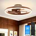 VOLISUN Low Profile Ceiling Fans with Lights and Remote, 20in Flush Mount Ceiling Fans with Light, 3000K-6500K Dimmable Fandelier LED Fan Light, Farmhouse Ceiling Fans with Lights for Bedroom