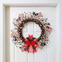Meseey Patriotic Bows for Wreaths Large Burlap Red White Blue Stripe Stars Bow for 4th of July Independence Day Decor,Decorations Bunting Indoor Outdoor Decor and Patriotic Party (12x9.4 inch)