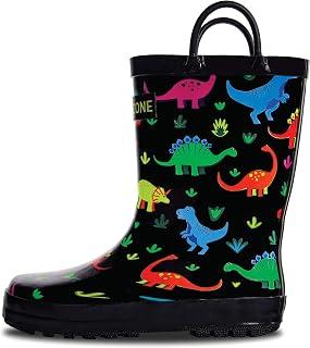 Lone Cone Kids Rain Boots for Girls & Boys – Waterproof Natural Rubber Toddler Rain Boots with Non-Slip Outsole & Easy Pull Handles – Solid, Pattern & Glitter Designs, Size 3