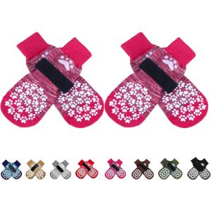 EXPAWLORER Anti Slip Dog Socks to Prevent Licking Paws, Dog Shoes for Hot Pavement, Dog Booties for Small Medium Large Senior Dogs, Traction Control Boots & Paw Protectors for Hardwood Floors Rose