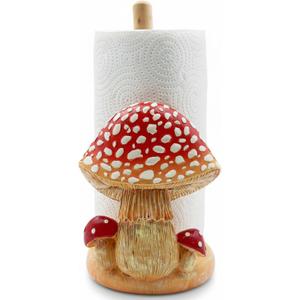 Mushroom Paper Towel Holder, Decorative Paper Towel Holder for Kitchen, Standing Paper Towel Holders Cute, Wood Roll Holder for Kitchen Accessories,Bathroom,Farmhouse,Christmas,Housewarming