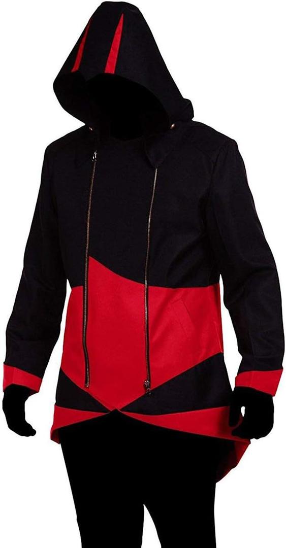 Hoodie Jacket Coat (XX-Large, Black&red)