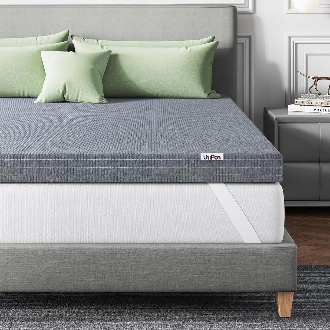 Firm Mattress Topper Twin, 2 Inch Charcoal-Infused Memory Foam Bed Topper for Back Pain Relief and Spinal Alignment, Dual-Sided Firmness, CertiPUR-US Certified, Removable Cover (Twin)