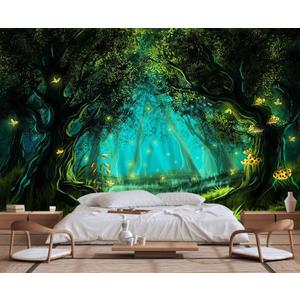 Fantasy Forest Wallpaper, Large Wall Background Mural for Living Room Sofa Background Wall Mural(Non-self-Adhesive) (127" x 77", 120)